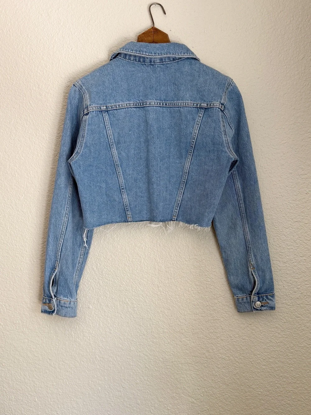 Topshop Light Blue Cropped Denim Jacket